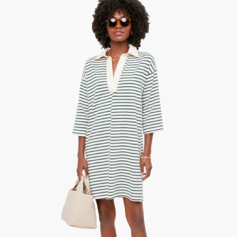 Tuckernuck Cream and Black Striped Long Sleeve Dress - Picture 2 of 11